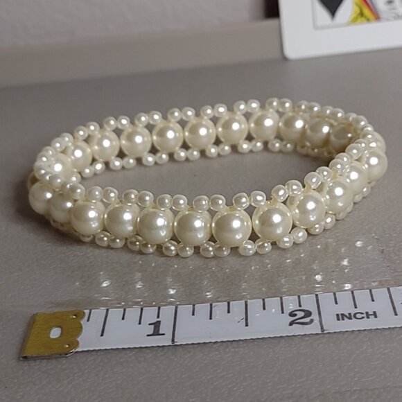5 Pc Faux Pearl / Pearl Necklace And Bracelet Lot - Picture 4 of 12